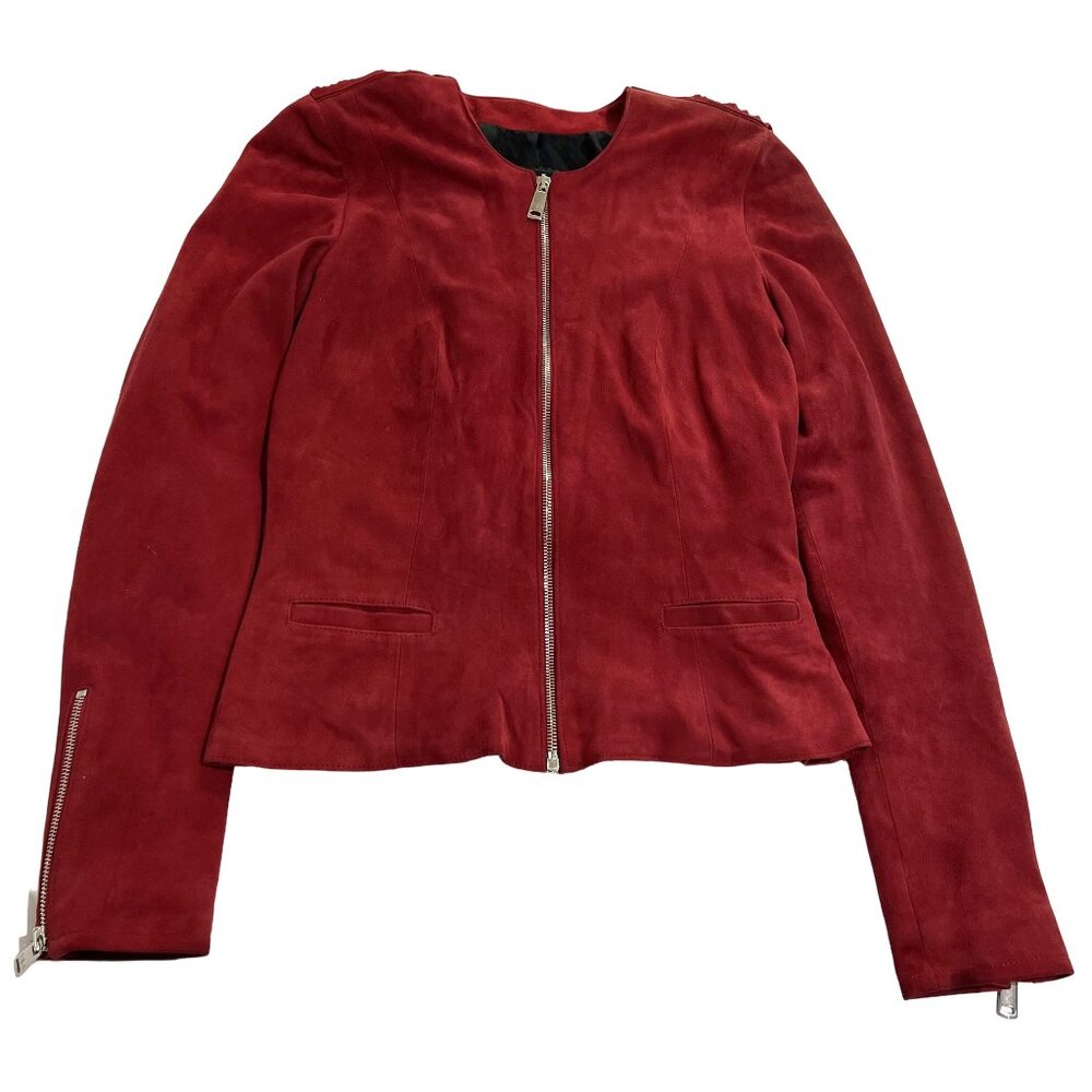 Nour Hammour Fringe Lamb Leather Jacket in Red - Picture 3 of 10